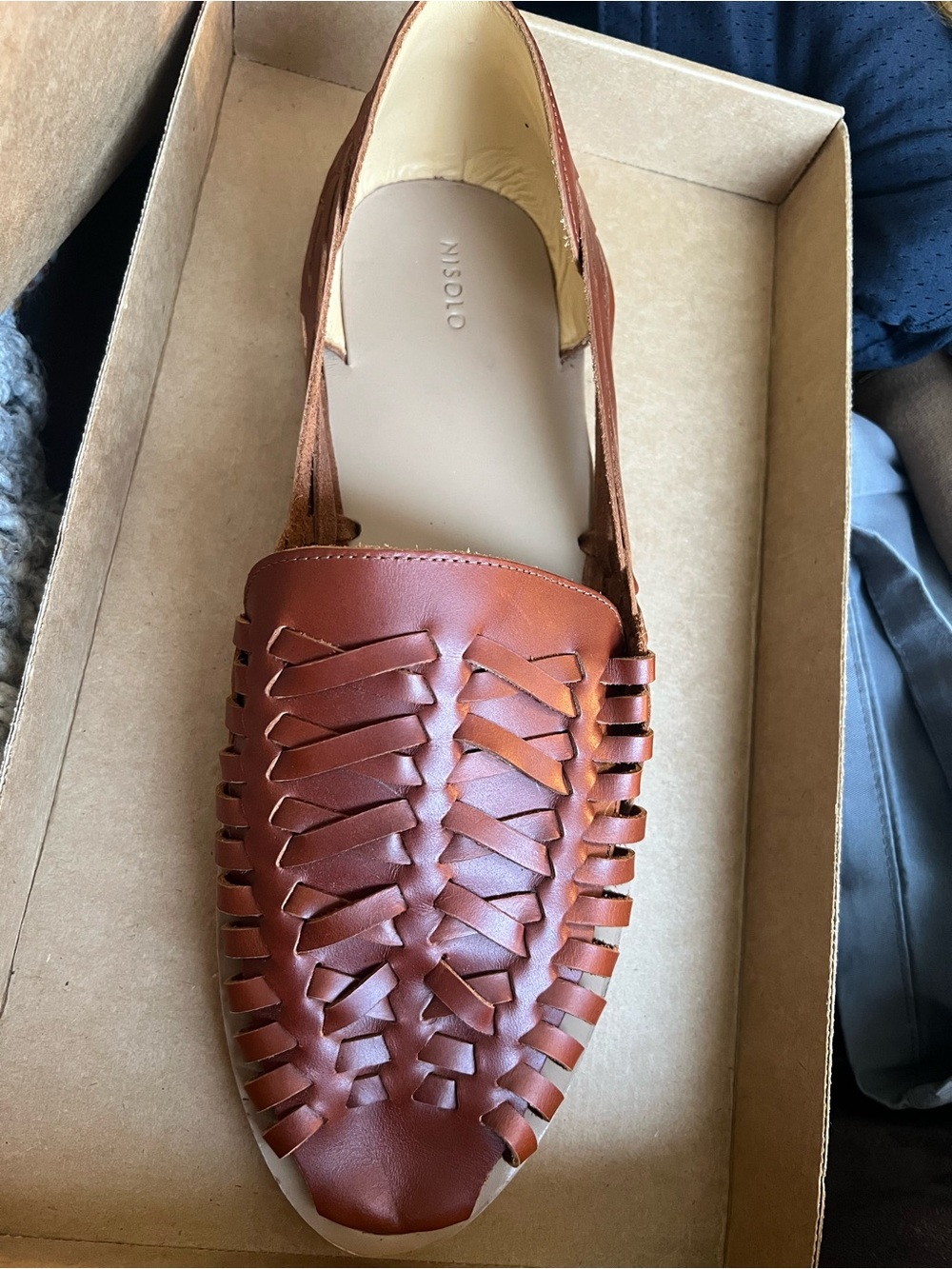 Nisolo Leather Sandal Huarache Men's BROWN NWOB SZ 12.5 MSRP $155